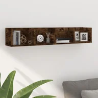 Półki do salonu - vidaXL Półka ścienna na płyty CD, przydymiony dąb, 100x18x18 cm - miniaturka - grafika 1