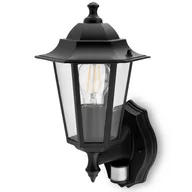 Lampy ogrodowe - Kinkiet Ogrodowy Elewacyjny Zewnętrzny E27 Latarnia Do Góry Z Czujnikiem Ruchu Czarna Bellis Lumiled - miniaturka - grafika 1