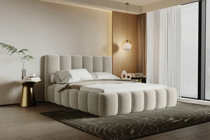 Łóżko Tapicerowane Capri 160x200 Pojemnik Materac Boucle
