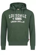 Bluzy męskie - Lonsdale Męska bluza z kapturem Smerlie, bottle green/white, S - miniaturka - grafika 1