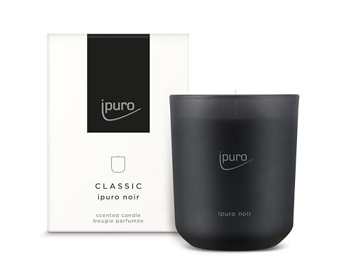ipuro Klasyczna dekoracyjna świeca zapachowa – NOIR | świeca zapachowa w szkle z różą, paczulą, drzewem sandałowym, eukaliptusem i aromatem kokosa | świece o długotrwałym zapachu | świeca zapachowa do