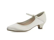 Czółenka - Rainbow Club Buty ślubne Marsha - damskie, czółenka, satyna w kolorze kości słoniowej - rozmiar 37 (4 UK) - miniaturka - grafika 1