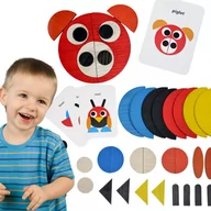 Zabawki interaktywne dla dzieci - Zestaw Klocki Drewniana Mozaika Układanie Kolorowe - miniaturka - grafika 1