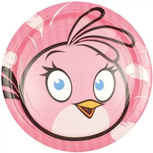Amscan Talerzyki papierowe "Angry Birds Pink", 23 cm, 8 szt 552542 - Urodziny dziecka - miniaturka - grafika 1