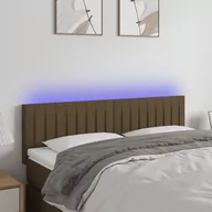 Inne meble do sypialni - Lumarko Zagłówek do łóżka z LED, ciemnobrązowy, 144x5x78/88 cm, tkanina - miniaturka - grafika 1