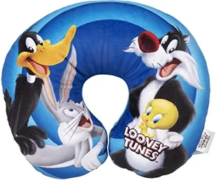 Poduszka szyi samochodu podróży miękkie Looney Tunes dziecko dziewczynka Bugs Bunny Daffy Duck Silvestro Titti confort kreskówki niebieski - Moda i Uroda OUTLET - miniaturka - grafika 1
