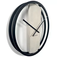 Zegary - Zegar okrągły dębowy LOFT OVAL dąb bielony 50cm - miniaturka - grafika 1
