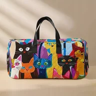 Torebki damskie - Torba do samolotu pociągu podróżna sportowa pikowana kolorowe koty śmieszne - miniaturka - grafika 1