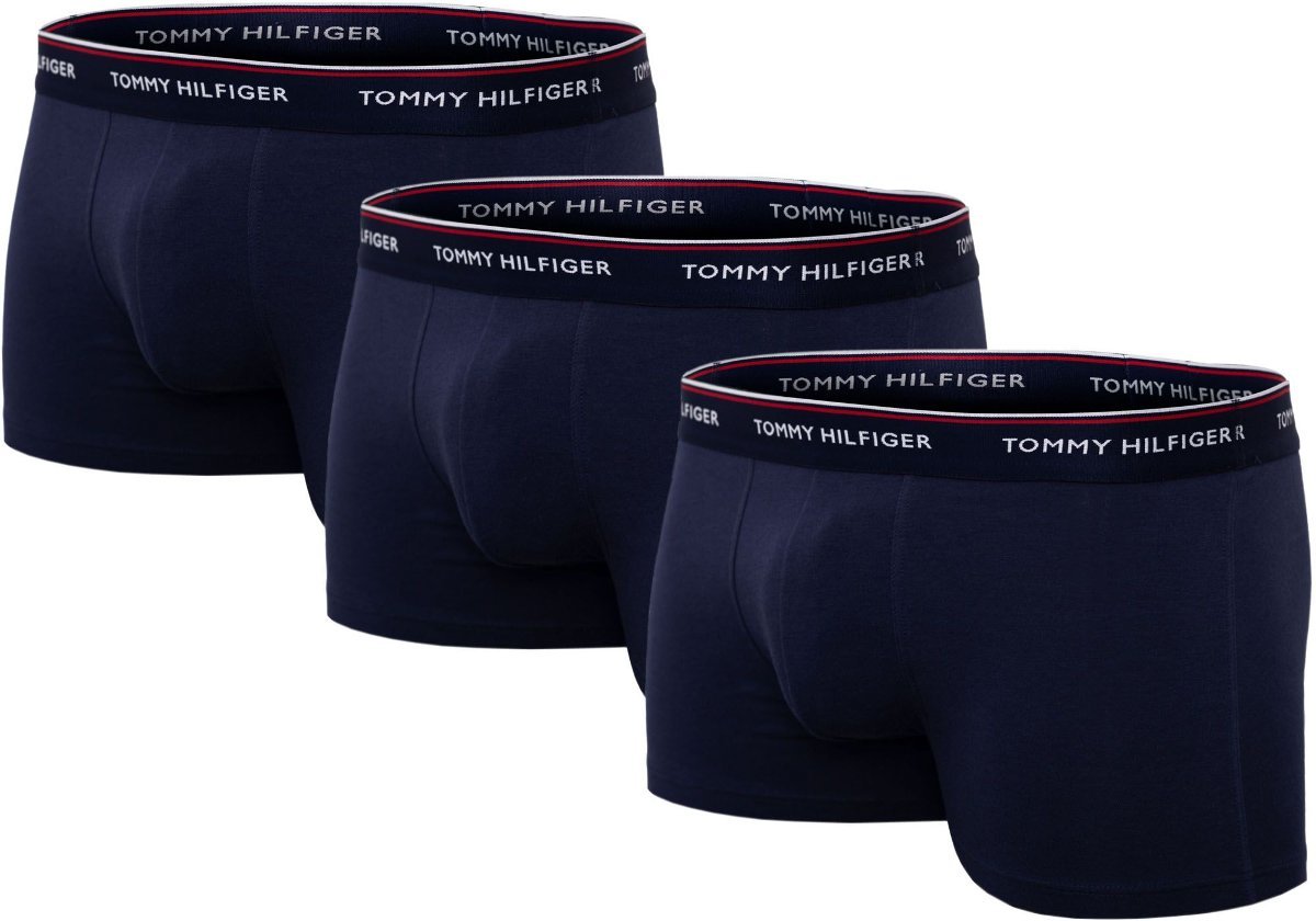 TOMMY HILFIGER BOKSERKI MĘSKIE LOW RISE TRUNK 3 PARY NAVY 1U87903841 409 - Rozmiar: S