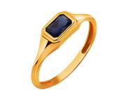 Sygnety - Złoty pierścionek z szafirem syntetycznym - sygnet - miniaturka - grafika 1