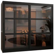 Szafy - Szafa przesuwna garderoba z półkami do mieszkania DOME 200 czarna biała - miniaturka - grafika 1