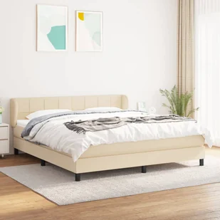 Łóżko kontynentalne z materacem, kremowe, tkanina, 160x200 cm Lumarko! - Łóżka dla dzieci i młodzieży - miniaturka - grafika 1