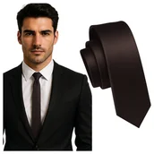 Krawaty i muchy męskie - Krawat śledzik brązowy - miniaturka - grafika 1