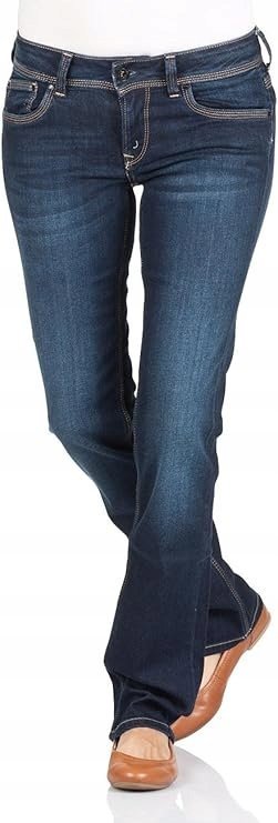 PEPE JEANS GRANATOWE JEANSY RURKI Z PRZETARCIAMI I NISKIM STANEM 28/32 X_A