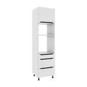 Szafki kuchenne - Słupek Wysoki Capri Do Zabudowy Piekarnika/Mikrofali 3 Szuflady 60X220 Cm Mdf Folia Biały Mat Modern Podnośnik Gazowy - miniaturka - grafika 1