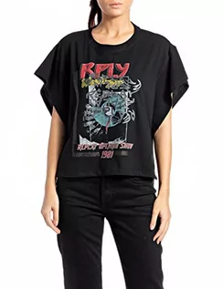 Koszulki i topy damskie - Replay T-shirt damski, 098 BLACK, M - grafika 1
