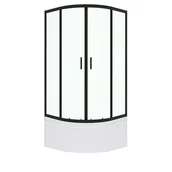 Kabiny prysznicowe - Kabina prysznicowa z brodzikiem półokrągła Kama Black 80 x 80 x 201 cm czarna Liveno - miniaturka - grafika 1