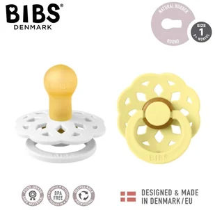 BIBS BOHEME 2-PACK WHITE & SUNSHINE M Smoczek Uspokajający kauczuk Hevea - Smoczki uspokajające - miniaturka - grafika 1