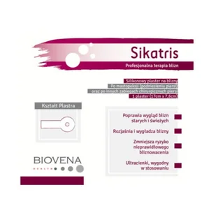 Biovena Health SIKATRIS po mastopeksji. Silikonowy plaster do stosowania po zabiegu mastopeksji 505 - Apteczki i materiały opatrunkowe - miniaturka - grafika 1