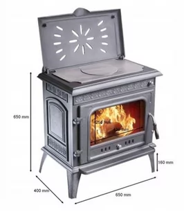 Piec piecyk koza żeliwny z płytą grzewczą (kolor: czarny) spełnia anty-smogowy EkoProjekt 04480186 - Piece wolnostojące - miniaturka - grafika 2