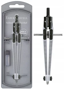 FABER-CASTELL Cyrkiel w etui Grip + rysiki SREBRNY - Przybory szkolne - miniaturka - grafika 1