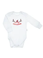Body dla niemowląt - Niemowlęce body z długim rękawem „Wesołych Świąt” białe Nicol r.56 - miniaturka - grafika 1