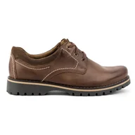 Buty trekkingowe męskie - KOMODO Buty męskie skórzane trapery Polskie 879 brązowe - miniaturka - grafika 1