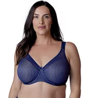 Biustonosze - Berlei Damski biustonosz Beauty Stripe wygładzający minimalizator pełne pokrycie, Głęboki błękit, 85E - miniaturka - grafika 1