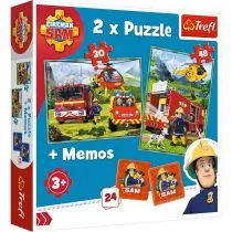 Trefl Puzzle 90791 Strażacy w akcji puzzle 2w1 + memo ŁÓDŹ 90791 - Puzzle - miniaturka - grafika 1