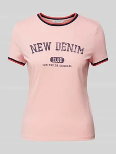 T-shirt z nadrukiem z logo i napisem - Koszulki i topy damskie - miniaturka - grafika 1