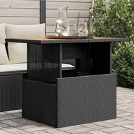 Stoły ogrodowe - vidaXL Stół ogrodowy, czarny, 100x55x73 cm, polirattan i akacja - miniaturka - grafika 1