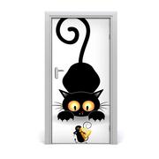 Naklejki na ścianę - Naklejka samoprzylepna na drzwi ścianę Kot i mysz, Tulup - miniaturka - grafika 1