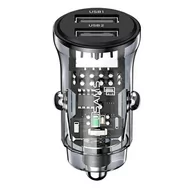Ładowarki samochodowe - USAMS Ład. sam. C31 3A 2xUSB-A Fast Charge czarny/black CC162CC01(US-CC162) - miniaturka - grafika 1