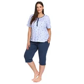 Piżamy damskie - Niebieska rozpinana piżama, w piękny kwiatowy wzór doctor nap -s - miniaturka - grafika 1