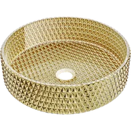 Umywalki - Mexen Aura szklana umywalka nablatowa 39 x 39 cm, złota - 24013952 - miniaturka - grafika 1