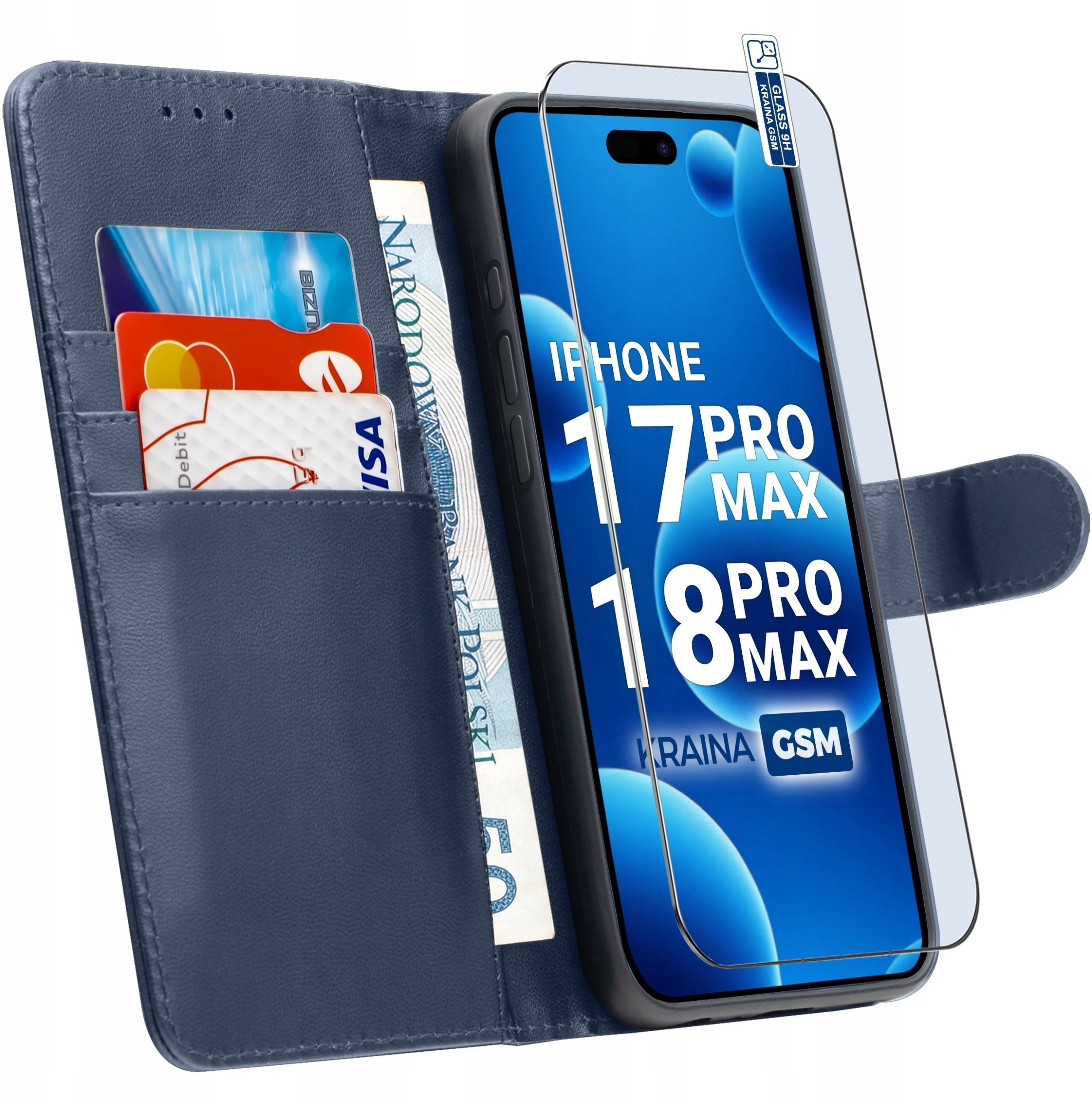 krainaGSM Etui Z Klapką Do Iphone 17 Pro Max 18 Pro Max Zamykane Magnetyczne Szkło