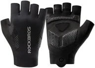 Rękawiczki rowerowe - Rękawiczki rowerowe Rockbros wiosna/lato/jesień, krótkie palce, rozmiar: L - czarne - miniaturka - grafika 1