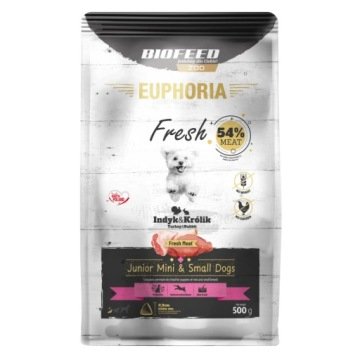 EUPHORIA Fresh Junior Indyk z królikiem XS/S - sucha karma dla psa - 500g