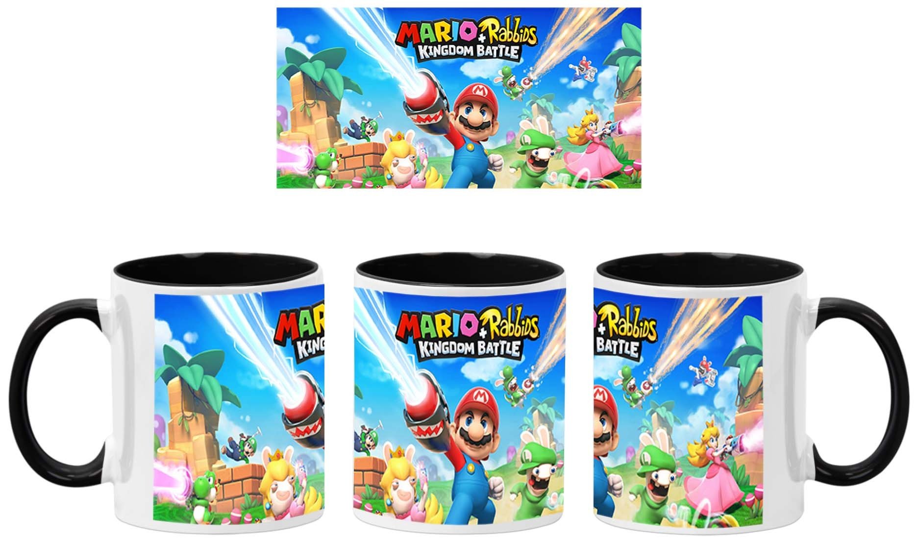 Mariorabbids Kubek Ceramiczny Prezent Tasse Mug Super Mario Luigi Princess Peach Bowser, Czarny 330 ml