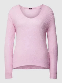 Swetry damskie - Sweter z dzianiny w jednolitym kolorze - grafika 1