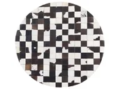 Dywany - Dywan Patchwork Okrągły Skórzany ⌀ 140 Cm Czarno-biały Bergama - miniaturka - grafika 1