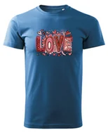 Koszulki i topy damskie - Koszulka na Walentynki Kolorowe LOVE Jasnoniebieski L - Empik - miniaturka - grafika 1
