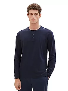 TOM TAILOR Męska koszulka z długim rękawem z dekoltem Henley, 10668-sky Captain Blue, 3XL - Koszulki męskie - miniaturka - grafika 1