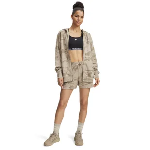 Damskie spodenki treningowe Under Armour Project Rock Terry Short - beżowe - Spodenki damskie - miniaturka - grafika 1