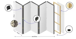 Parawan 3-częściowy - Latające kolibry (różowy) [Room Dividers] (rozmiar 135x172) - Parawany - miniaturka - grafika 3