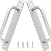 Zawiasy, okucia i inne akcesoria - Zestaw 2 aluminiowych klamek do drzwi przesuwnych do stodoły - Uchwyty do szafek i szuflad - Srebrne - 128 mm - miniaturka - grafika 1