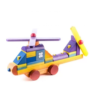 Tarnawa Duży kolorowy helikopter z klocków drewniany helikopter 12212 - Klocki - miniaturka - grafika 1