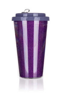 Banquet Kubek podróżny dwuścienny GLITTERS 0,5 l, jasnofioletowy - Kubki termiczne - miniaturka - grafika 1