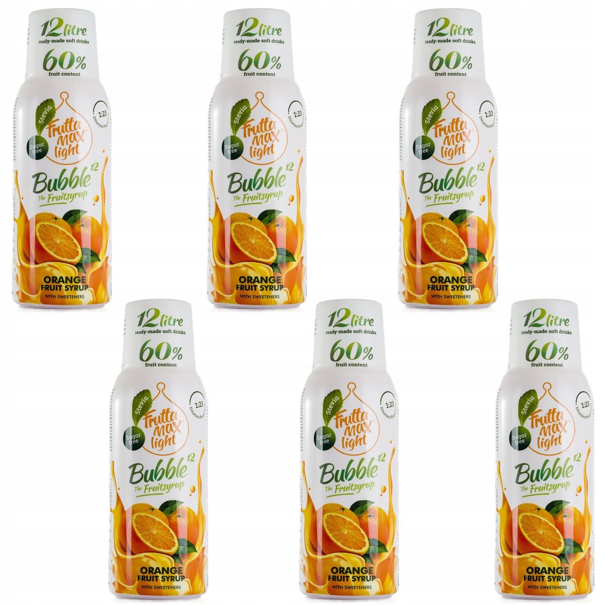 FruttaMax Koncentraty do Saturatora Syropy Owocowe Pomarańcza Light Bez Cukru 6x 500 ml