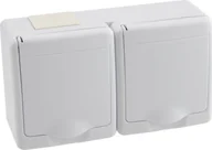 Gniazdka elektryczne - Pawbol Gniazdo hermetyczne Pawbol Beta1 D.3112BGG/1 podwójne 2x2P+Z, IP44 białe - miniaturka - grafika 1